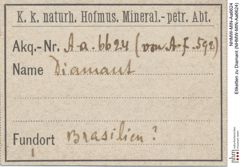 Etiketten zu Diamant (NHMW-MIN-Aa6624)